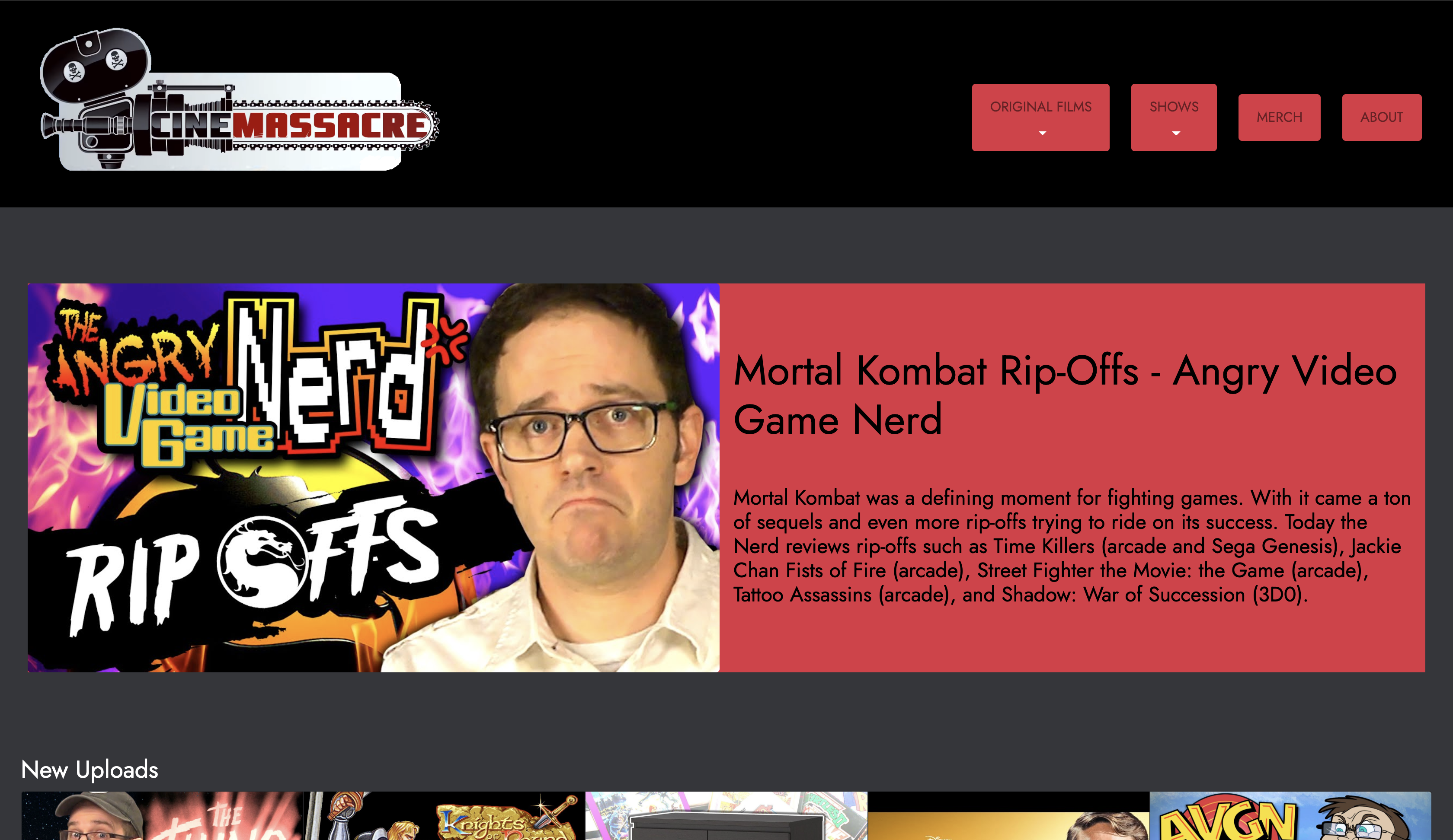 Cinemassacre Productions Official Website Redesign