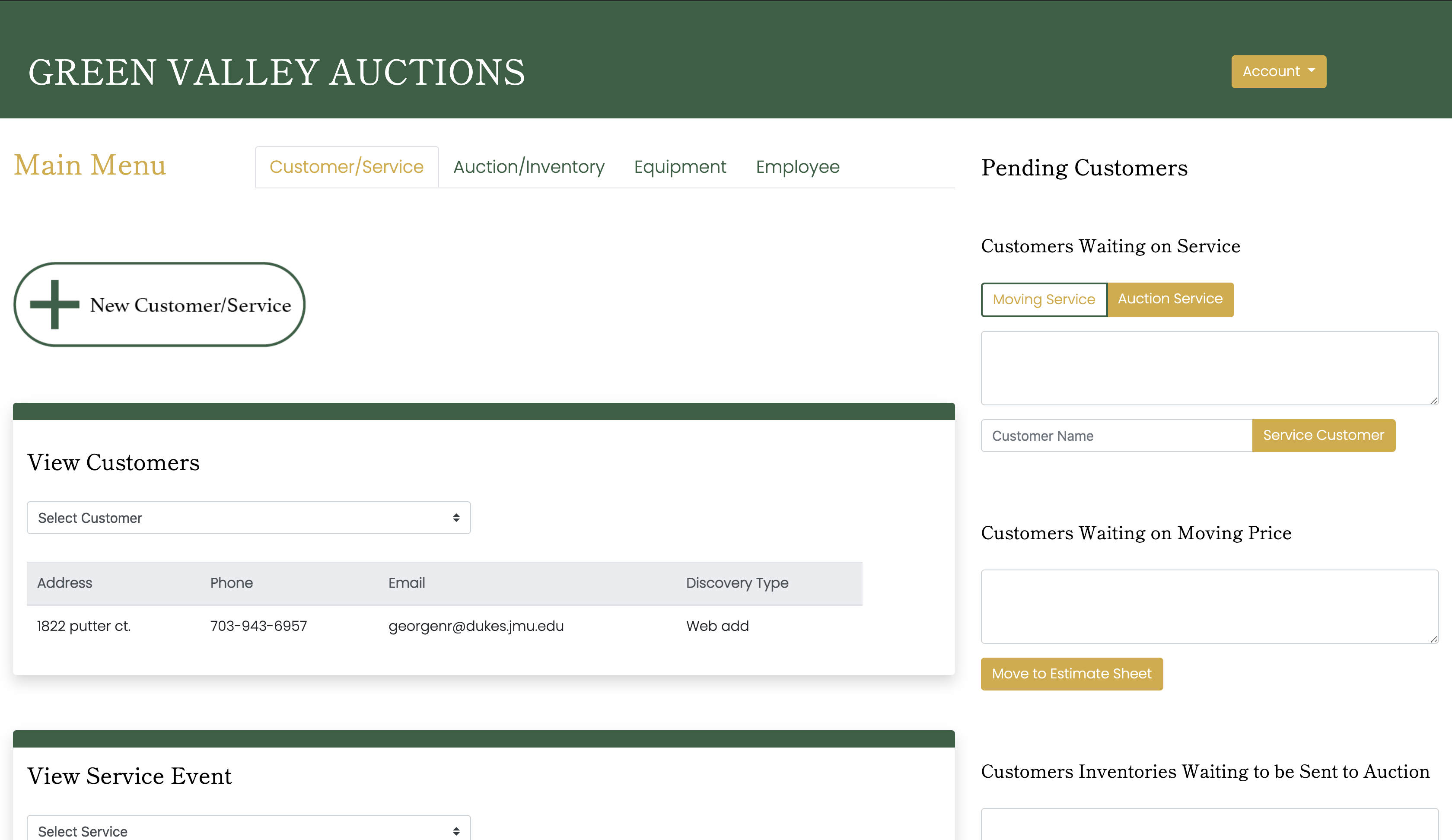 Green Valley Auctions Website